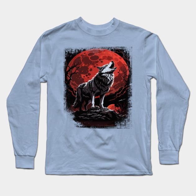 Howling at the Blood Moon Long Sleeve T-Shirt by Twisted Teeze 